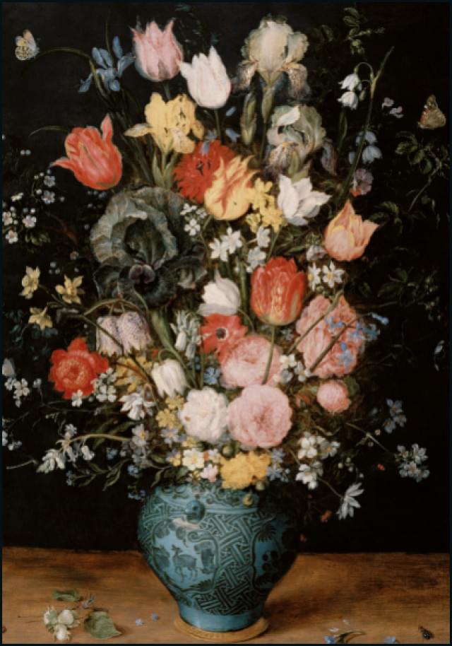 Bouquet of flowers in blue vase, Jan Brueghel I