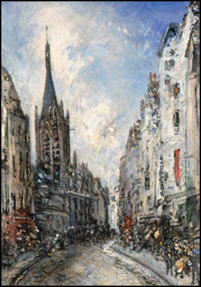 La rue St. Jacques et L'Eglise, Johan Barthold Jongkind