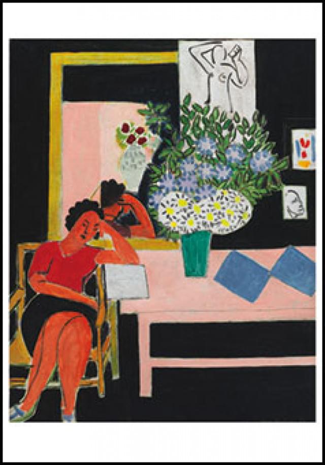 Woman reading in front of a black background, Henri Matisse